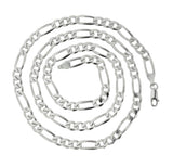 Sterling Silver Figaro Link Solid Chain Unisex Real 925 Italian Necklace
