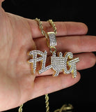 Iced Cz Plug Pendant 14k Gold or Silver Plated 24" Rope Necklace HipHop Jewelry