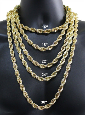 Chunky 10mm Rope Chain 14k Gold Plated 16"-30" Choker Hip Hop Solid Necklace