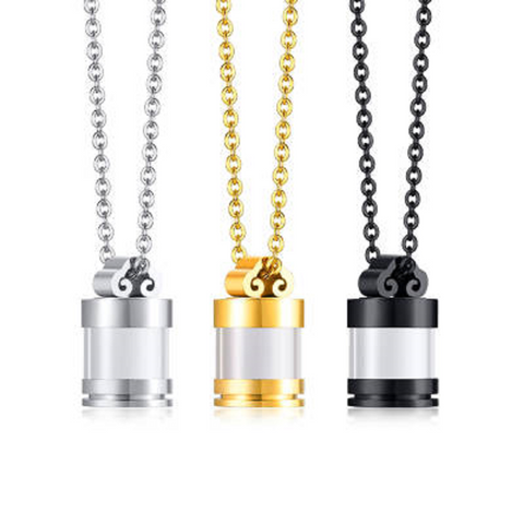 Stainless Steel Little Bottle Urn Pendant Necklace Cremation Memorial Ashes