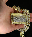 Large Last Supper Iced CZ Necklace Cuban Link 14k Gold Plated Hip Hop