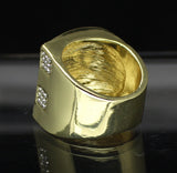 Mens Icy Pinky Ring Cz Band 14k Gold Plated Hip Hop Jewelry