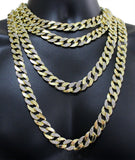 Miami Cuban Half Icy Cubic Zirconia 14k Gold Plated 16"-36" Choker Hip Hop Chain