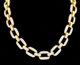 12mm Square Link CZ Choker Chain 14k Gold Plated 7"-30" Hip Hop Necklace