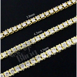 1 Row Tennis Necklace 14k Gold Plated Choker Cubic Zirconia Chain 3.8 - 5.5mm