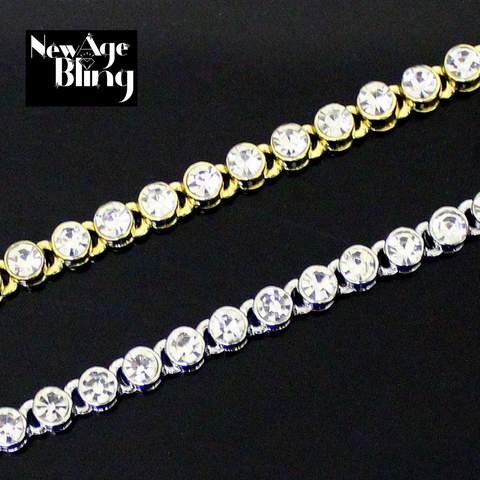 14k Gold Plated 1 Row Round Iced CZ Tennis Necklace Choker Flooded Chain Hip Hop
