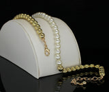 Simulated White Pearl Necklace 16-24 Inch with 14k Gold Plated Beads Hip Hop