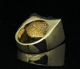 Mens Iced CZ Pinky Ring 14k Gold Plated Concave Design Hip Hop Size 6-12