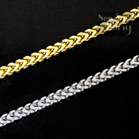 Franco Chain Gold Plated Stainless Steel Foxtail 18"-24" Solid Necklace 2.5-5mm