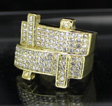 Mens Pinky Ring Iced Cz Band 14k Gold Plated Hip Hop Statement Fashion