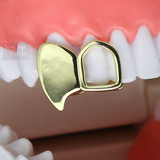 Fang Open Face Single Grill 14k Gold Plated Teeth Upper Top or Lower