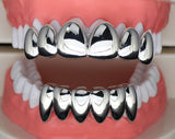 Custom Fit Silver Plated Joker Teeth Grillz Caps Top & Bottom Set Hip Hop