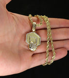 Small Basketball CZ Pendant 14k Gold Plated 24" Rope Necklace Hip Hop Fashion