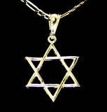 14k Gold Plated 6 Point Hexagram Star of David Pendant 20" Figaro Chain