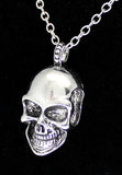 Mens Gothic Biker Skull Head Pendant Necklace Chain Silver Plated