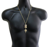 Jesus Piece Angel Iced CZ Pendant 14k Gold Plated Rope Chain Necklace Hip Hop