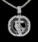 Mens Large Praying Cross/Hands Cz Iced Pendant 24" Chain Silver Plated Hip Hop