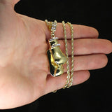 Boxing Gloves Pendant Necklace 14k Gold Plated Men 24" Round Rope Chain