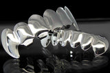 Custom Fit Fangs Silver Plated Teeth Grillz Caps Top & Bottom Set