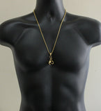 Boxing Gloves Pendant Necklace 18k Gold Plated Men Women 24" Round Box Chain