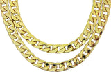 2pc Choker Set 12mm Miami Cuban Links 14k Gold Plated 16" 18" Necklaces
