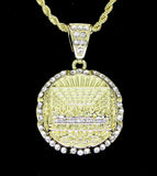 Round Iced Medium Last Supper CZ Pendant 14k Gold Plated 24" Rope Chain Necklace