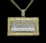 Two Tone XL Last Supper CZ Pendant 14k Gold Plated 24" Rope Hip Hop Necklace