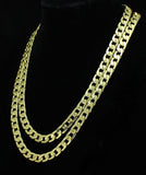 2pc Choker Set Cuban Link Chain 7mm 14k Gold Plated Hip Hop 16" 18" Necklaces