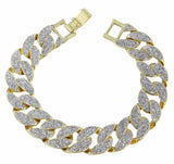 Mens Frosted Glitter Miami Cuban Curb Link 14k Gold Plated 8" Bracelet Hip Hop