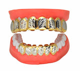 Two Tone Plated Cut Design Custom Fit 8 Teeth Top 6 Bottom Grillz Hip Hop Grill