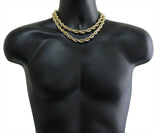 2pc Choker Chain Set Thick 10mm Ropes 14k Gold Plated  16" 18" Necklaces Hip Hop