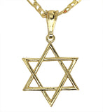 14k Gold Plated 6 Point Hexagram Star of David Pendant 20" Figaro Chain