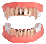 Custom Fit Fangs 14k Rose Gold Plated Teeth Grillz Caps Top & Bottom Set Grill