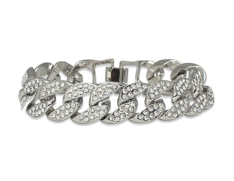 Miami Cuban Link Icy Cz Bracelet 14k White Gold Plated 8 inches
