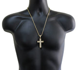 Cross Pendant 14k Gold Plated Cz 24" Rope Chain Hip Hop Necklace