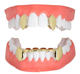 3pc Fangs Set Grillz Single Canine Caps Custom Fit 14k Gold Plated w/Mold Grill