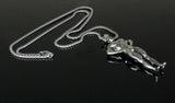 Weightlifter Bodybuilder Pose Pendant Necklace Stainless Steel 24" Chain