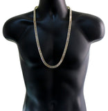 Mens 1 Row Icy Baguette Cz Link 14k Gold Plated 30" Chain Hip Hop Necklace
