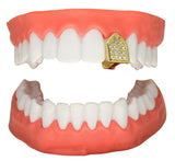 Icy CZ Single Tooth Grill Cap Custom Fit 14k Gold Plated Grillz w/Mold Hip Hop