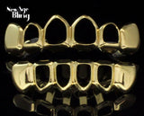 Open Face Teeth Custom Fit 14k Gold Plated Top Bottom Grillz Hip Hop + Free Case