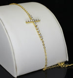 Womens Cz Cross Anklet 18k Gold Plated 8 inch - 12 inch Adjustable