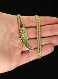 Angel Wing Piece Pendant 14k Gold Plated 24" Rope Chain Hip Hop Necklace