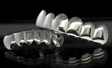 Custom Fit Silver Plated Joker Teeth Grillz Caps Top & Bottom Set Grill + Case