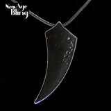 Alpha Wolf Tooth Spear Pendant Necklace Black Cable Chain Set Stainless Steel