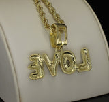 Love CZ Pendant 14k Gold Plated 24" Rope Hip Hop Fashion Womens Necklace
