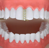 Icy CZ Thin Gap Grillz HipHop 14k Gold Plated Teeth Upper Top or Lower + Case