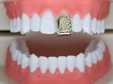 Icy Single Tooth Cz Grill Cap Custom Fit 14k Gold Plated Grillz w/Mold Hip Hop
