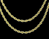 2pc Choker Set 3mm Rope Chains 18" 20" 14k Gold Plated Hip Hop Mens Womens