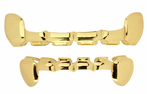 Half Cut Grillz 14k Gold Plated Top & Bottom Grill Slim Teeth HipHop + Free Case
