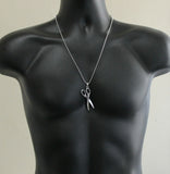 Barber Scissors Pendant Necklace Stainless Steel 24" Chain